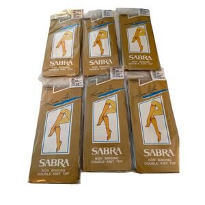 VINTAGE NWT (6) Sabra Bone Knee Hi 100% Nylon Stockings Size 8.5 -11 Made In USA